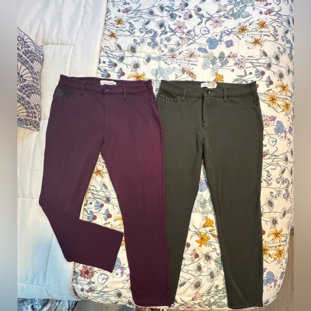 2 pair of Calvin Klein & Co. Olive Green and Plum  Pants